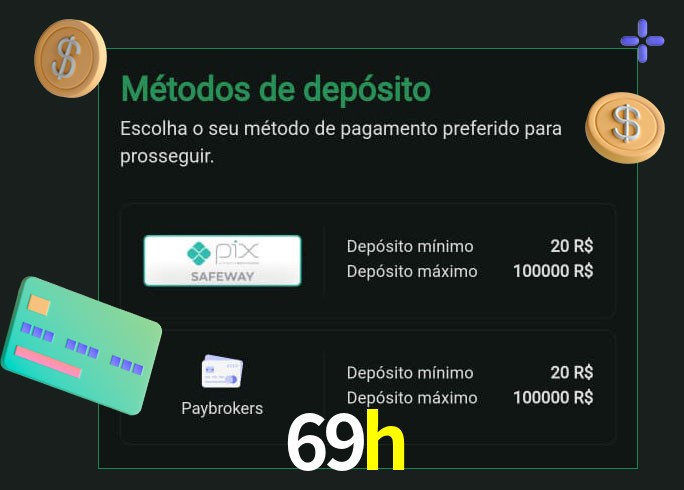 O cassino 69h oferece uma grande variedade de métodos de pagamento